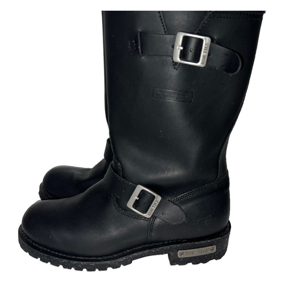 (b38/20)Mens 10.5 Ride Tecs Leather Boots Motorcycle Biker Boot